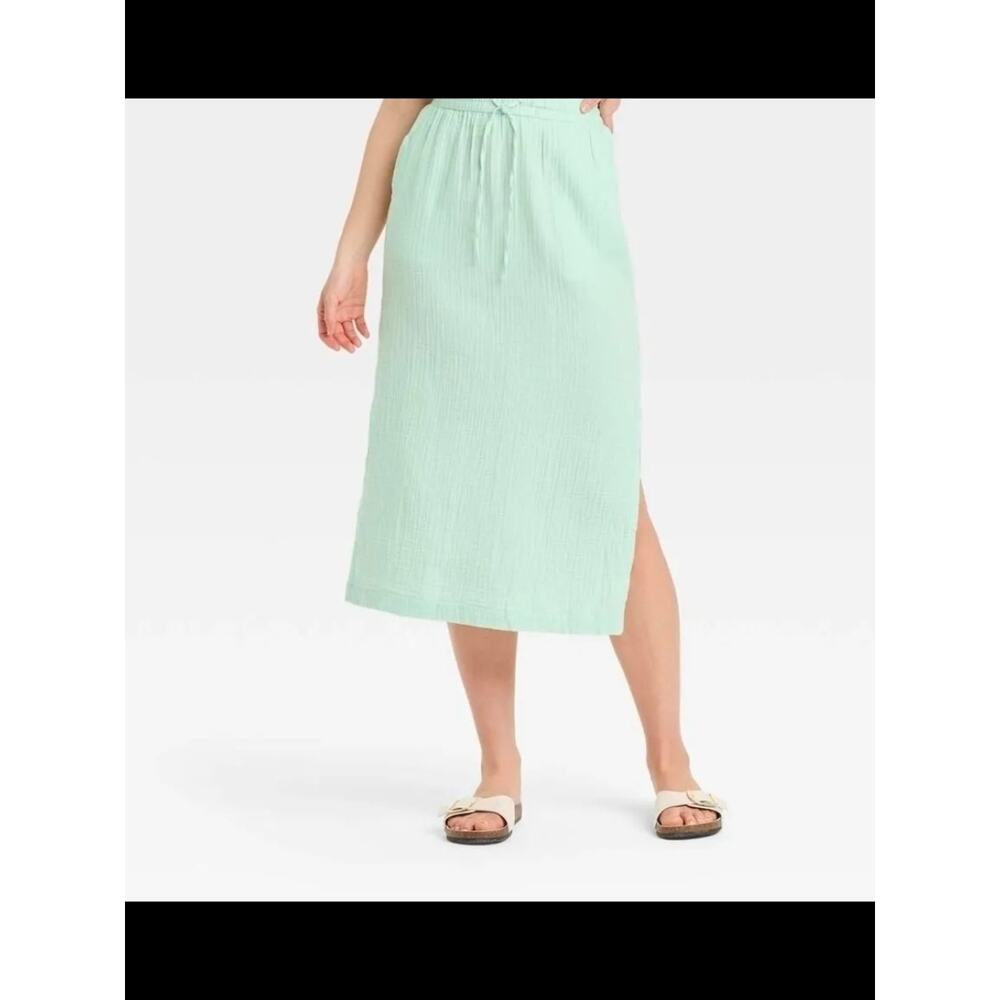 Universal Threads-Target Mint Green Drawstring Midi Skirt